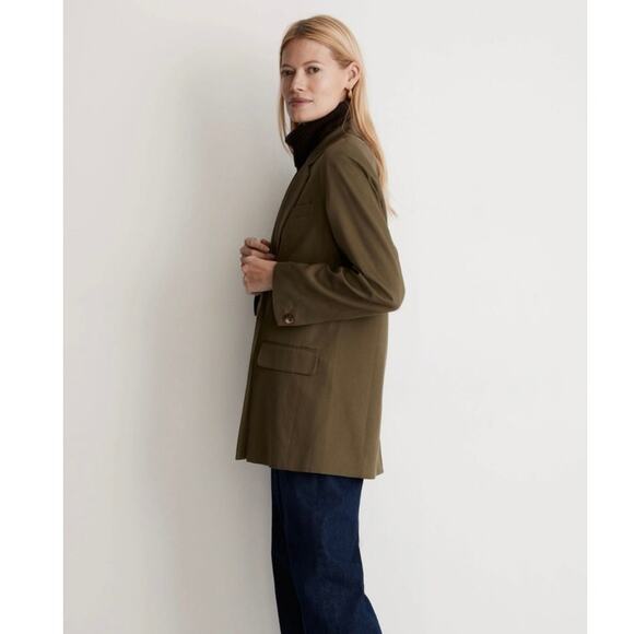 Madewell | Drapeweave Caldwell Double-Breasted Blazer | Kale Green | Women’s Med - Picture 2 of 11